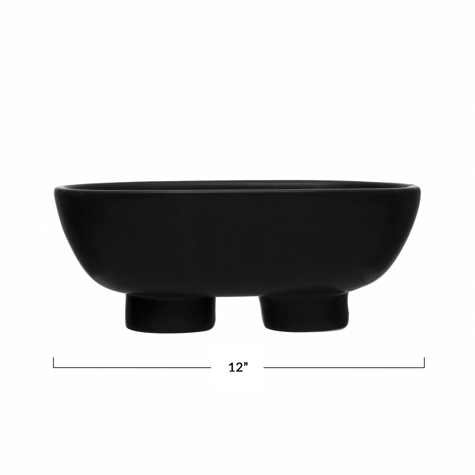 Hello Honey® 12" Black Stoneware Footed Bowl